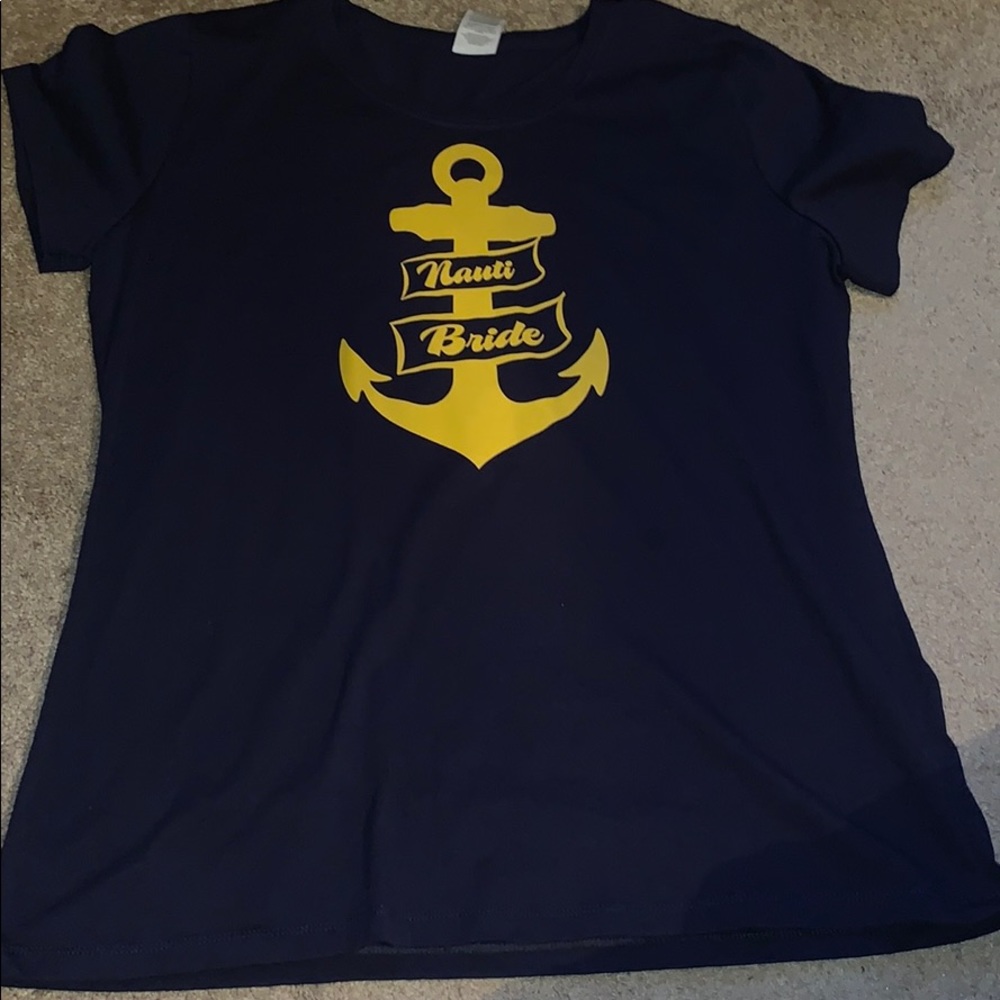 Plus size nautical bridal tee “nauti bride”